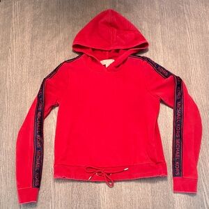 Michael Kors Red Hoodie with Logo Sleeves